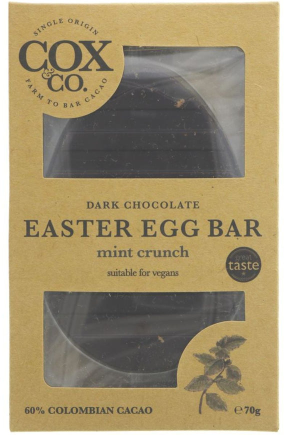 COX & CO Mint Crunch Dark Easter Egg Bar (70g)