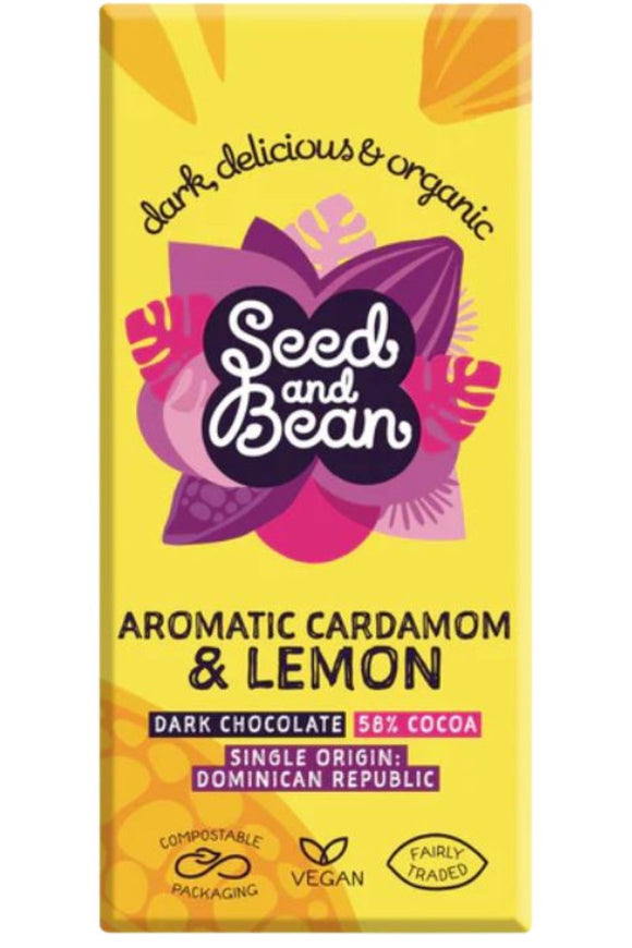 SEED AND BEAN Aromatic Cardamom & Lemon Dark Choclate Bar (75g)