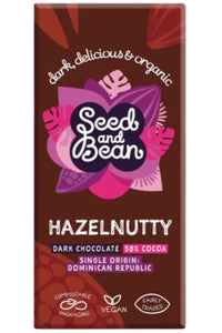 SEED AND BEAN Hazelnutty DARK CHOCOLATE BAR (75g)