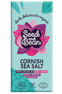 SEED AND BEAN Cornish Sea Salt DARK CHOCOLATE BAR (75g)