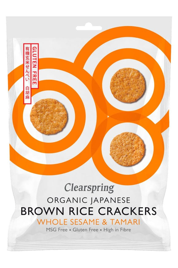 CLEARSPRING Rice Crackers - Whole Sesame & Tamari (40g)