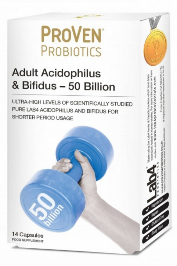PROVEN PROBIOTICS Adult Acidophilus & Bifidux - 50 Billion (14 capsules)